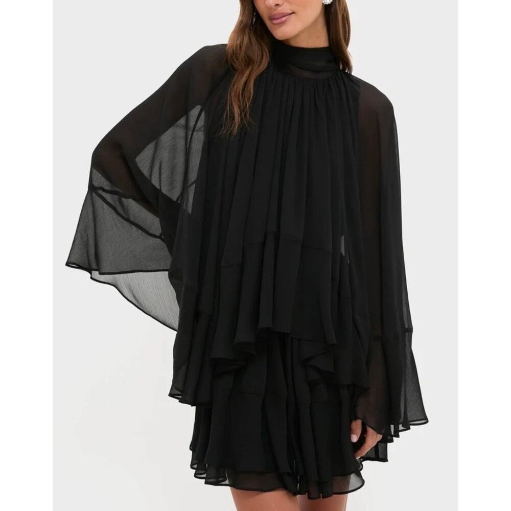 NWT Tuckernuck Black Cape Chiffon Mayfield Dress Scarf Neck Tie Sz XL